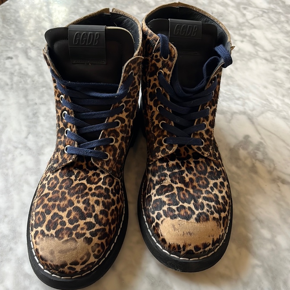 #New #GoldenGoose Ele Booties. Size 40. Beige Brown Leo. Leopard Horsy Upper